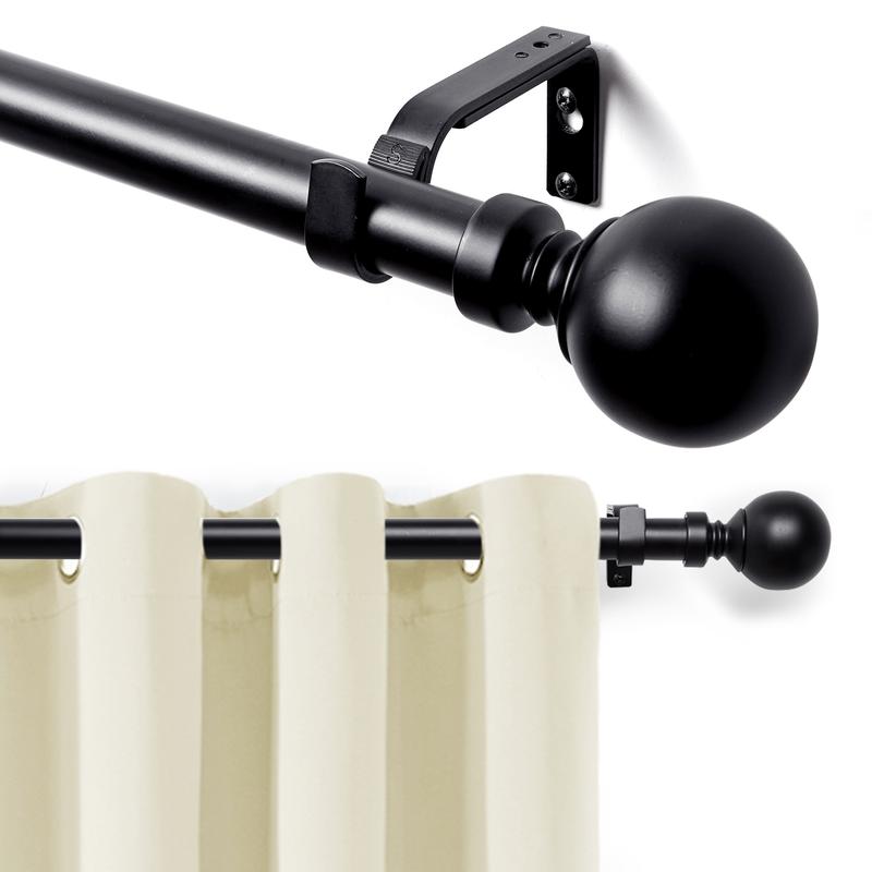Deconovo Adjustable Heavy Duty Curtain Rod - Telescopic for Bedroom/Living Room, Easy Install (3/4" Steel, Brackets & Finials, Grommet/Tab)
