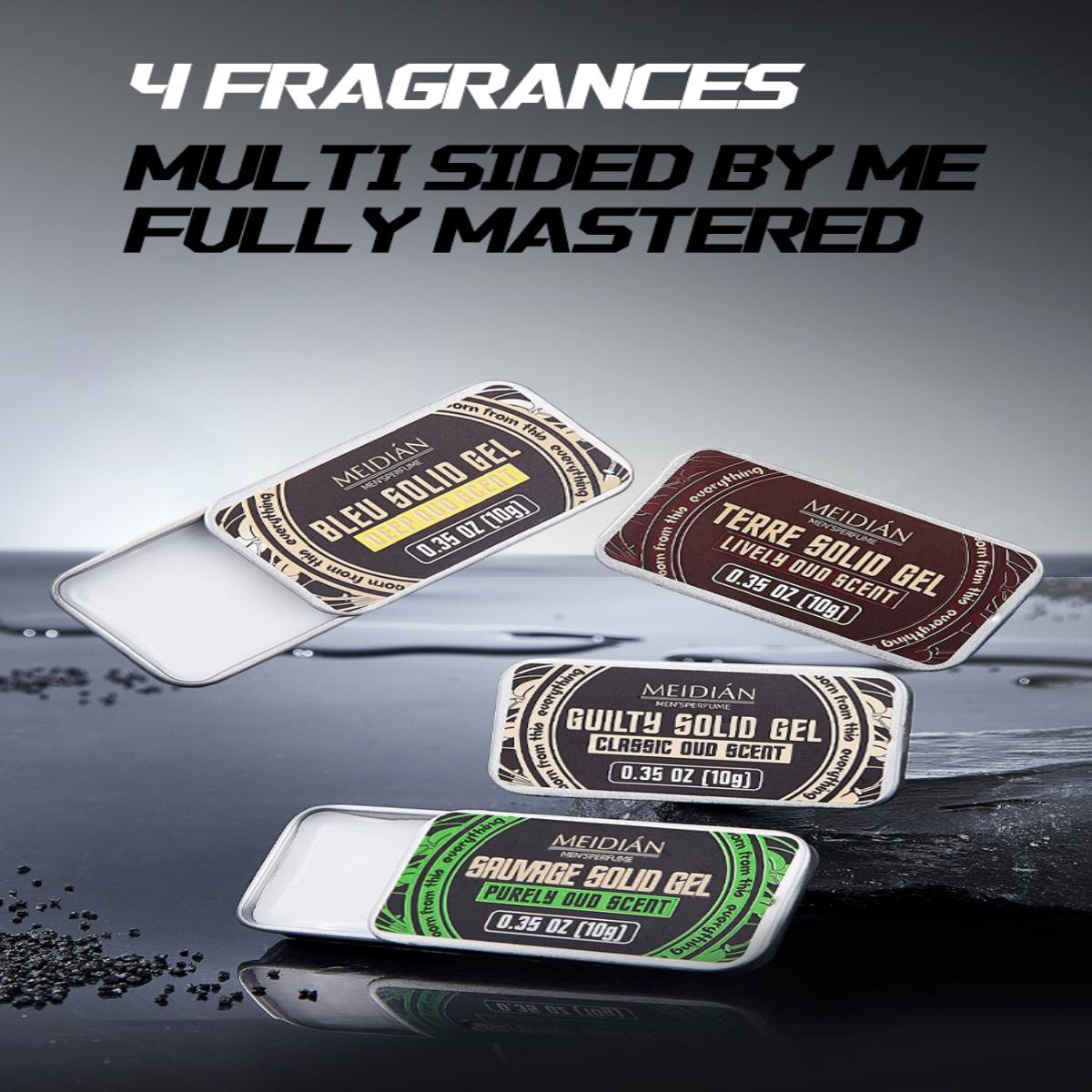 Men's Portable Perfume Stick Set, Fragrance Perfume, Long-lasting Solid Cologne Floral Woody Scent, Pocket-sized Body Balm Gift Box, 4-piece set