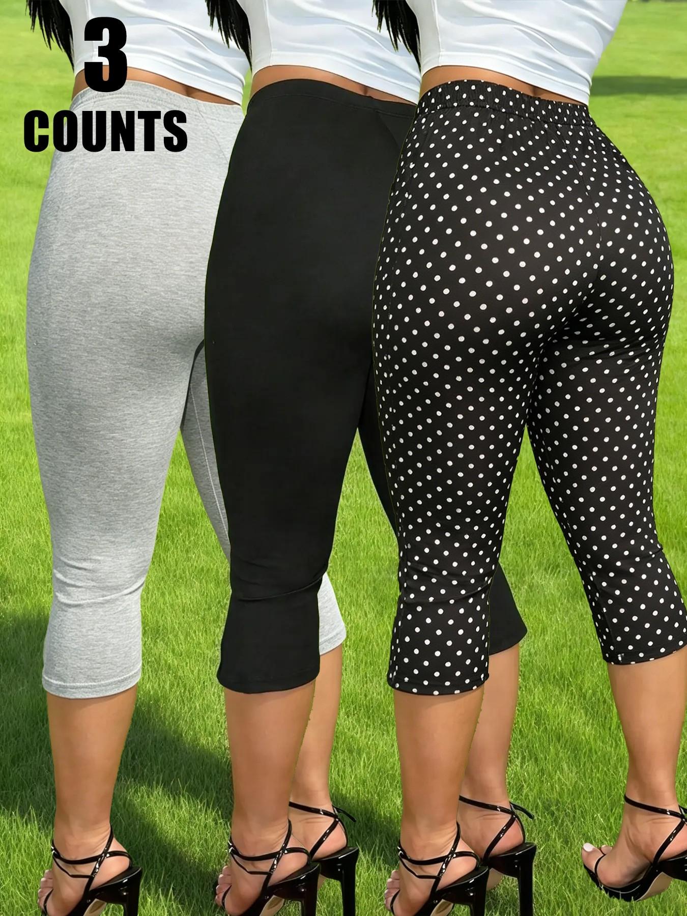 3-Pack Set Women's Y2K Streetwear Capri Slim-Fit Pants, Active Pants with Side Slit, Ideal for Gym and Casual Wear