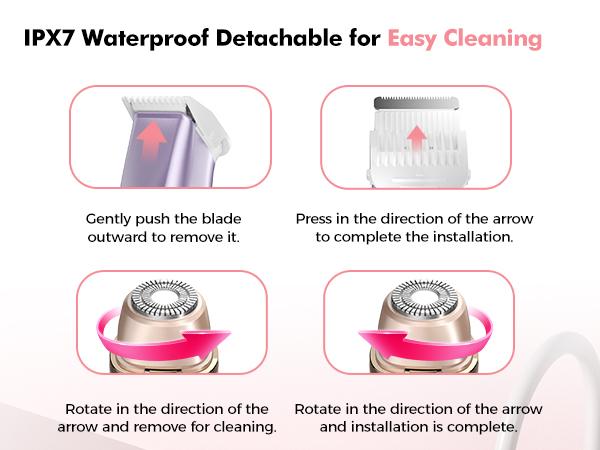 PVBKZ Bikini Trimmer for Women, Electric Shaver and Razor Rechargeable 2-in-1 Body and Facial Epilator, Dual Heads for Painless Trimming of Pubic Hair, Face, Underarms and Legs, IPX6 Waterproof. Christmas Gift New Year Gift Shaving Grooming