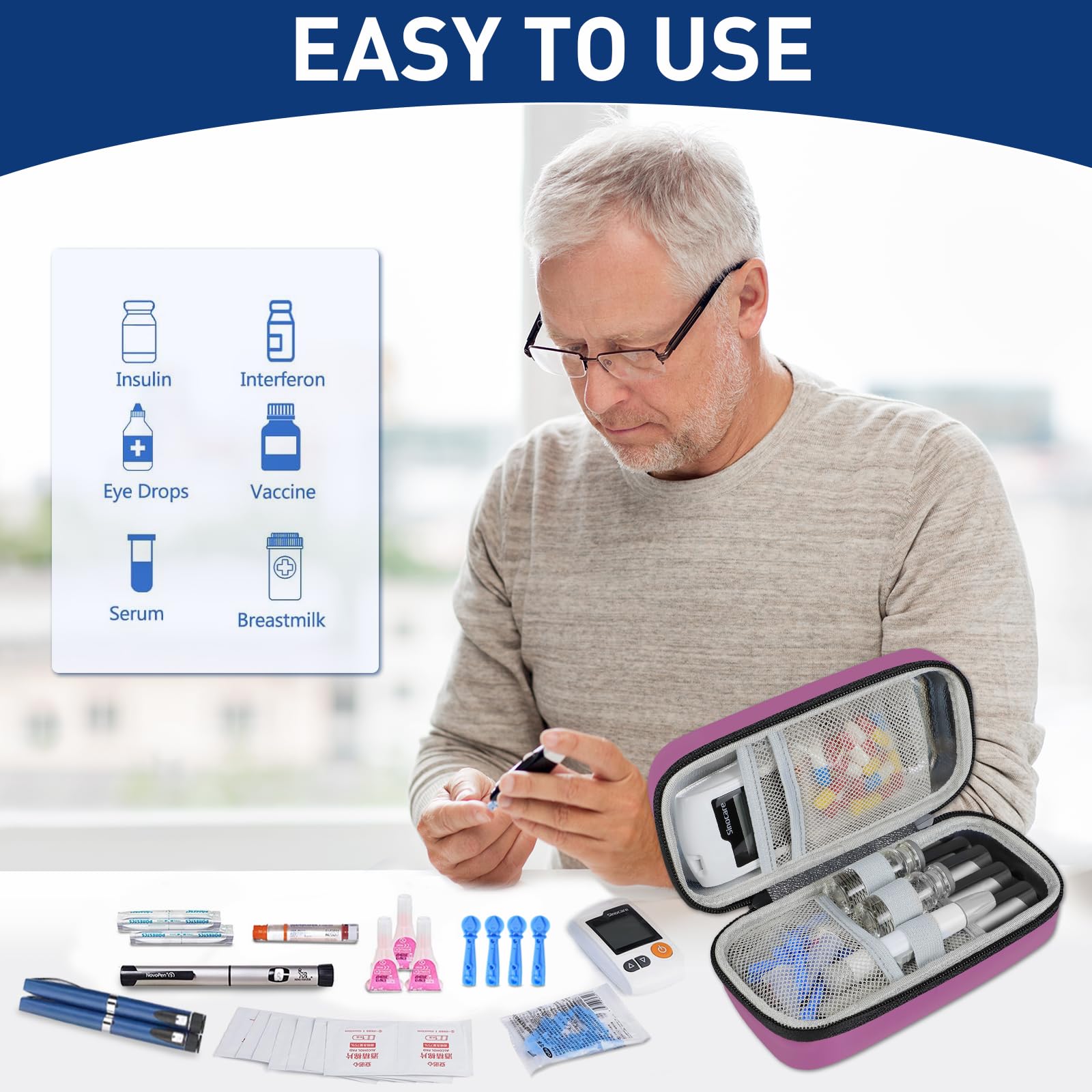 Insulin Cooler Travel Case, Portable EVA Medicine Travel Cooler,travel essentials,Diabetes Case with 2 Reusable Ice Packs TSA Approved for Diabetic Supplies Patent Pending Insulin Cooler Travel Case, Portable EVA Medicine Travel Cooler,travel essentials,Diabetes Case with 2 Reusable Ice Packs TSA Approved for Diabetic Supplies Patent Pending