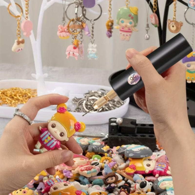 USB Mini Electric Drill Set for Resin Aluminum Rotary Tool, Multiple Drill Bits Handheld Needle Clamp Kit, Small DIY Drilling Projects Keychain Crafts ()