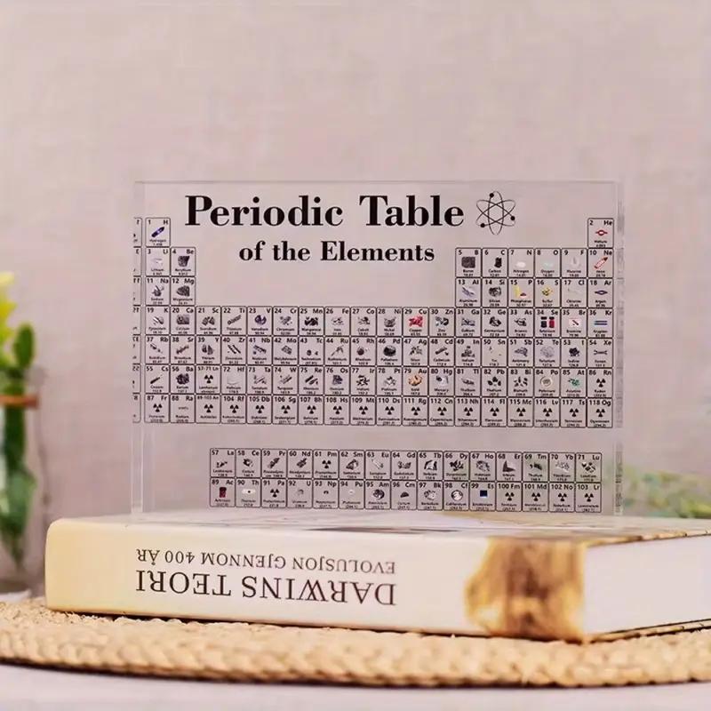 Acrylic Periodic Table Display Block, Educational Chemistry Teaching Tool, Color-Coded Atomic Data, Ideal Gift for Students & Teachers
