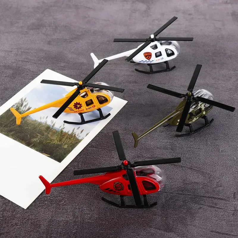 Alloy Metal Helicopter Model Toy - 1Pcs 8.7x3.6x2.6cm 100% Brand New Simulation Flying Toy with Sound and Light, No Remote, No Battery Needed, Unisex Kids Gift for Ages 5+, Helicopter Model Toys