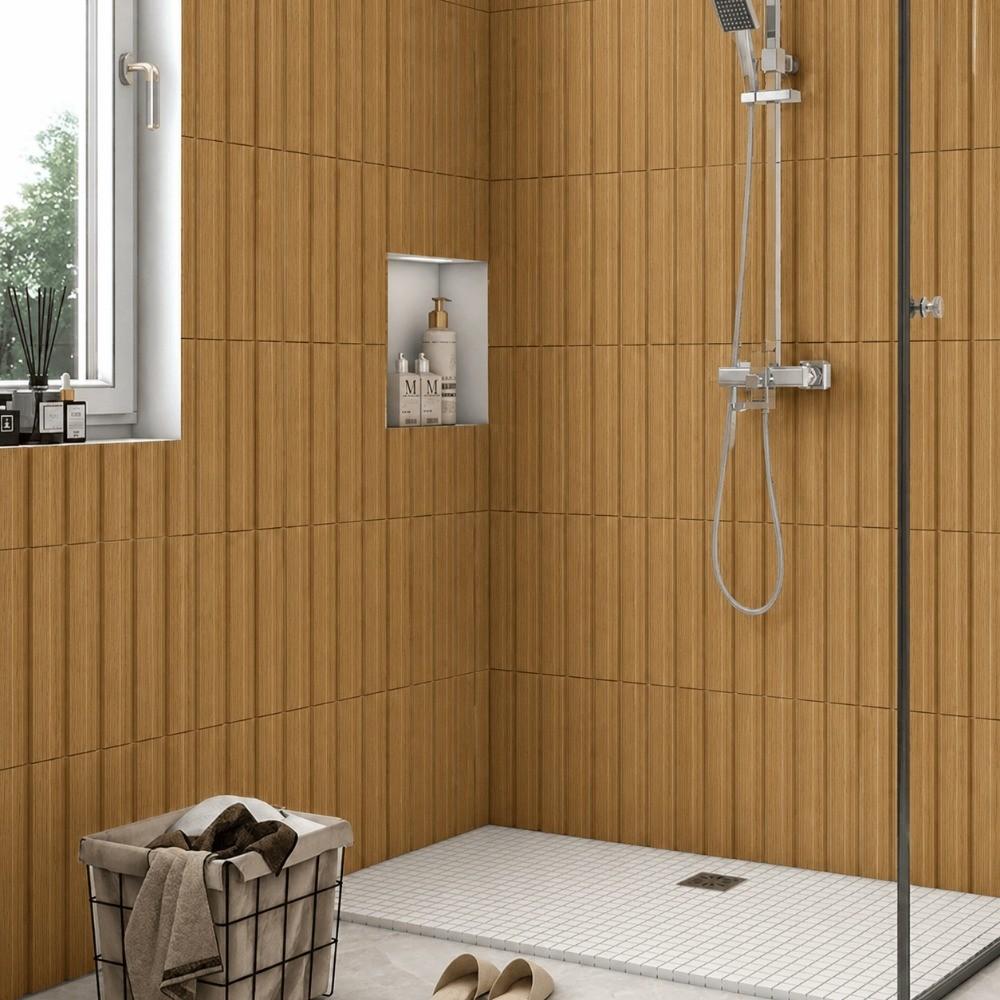 15pcs Wood Grain Wall Stickers, Self-Adhesive 3D Wallpaper, PVC Panels for Bathroom Kitchen Living Room, 11.8"x11.8", Warm Bedroom Decor