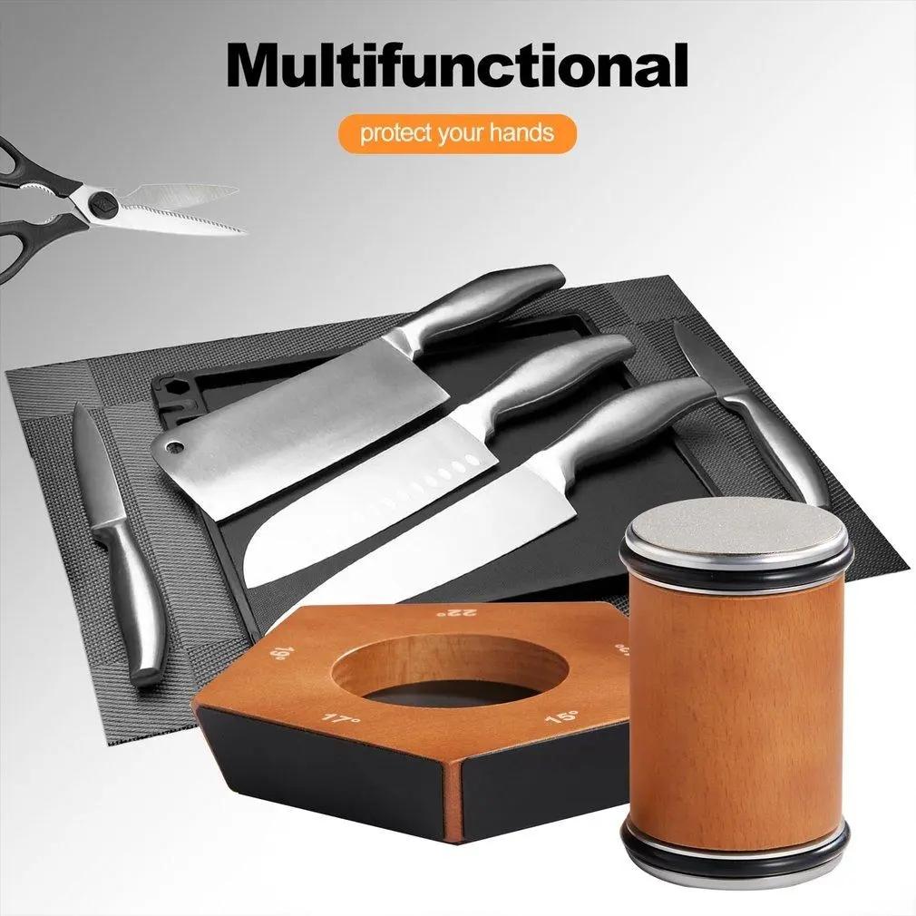 Knife sharpener Kit, rolling knife sharpener with diamond and ceramic discs, Rolling Knife Sharpener with 2 Diamond Disc, Professional Rolling Knife Sharpener Kit with 5 Magnetic Angle Offer 12/15/18/20/22° for Kitchen Knives