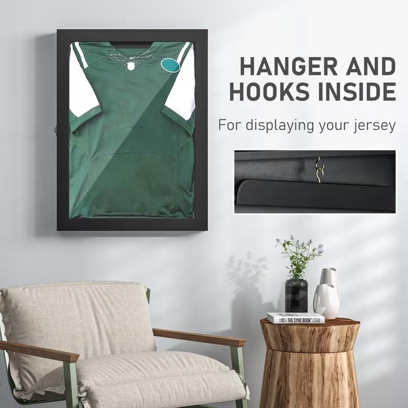 High-transparency acrylic jersey display cabinet, signed commemorative jersey collector must-have, suitable for football, basketball, tennis, minimalist design, safe fully enclosed display