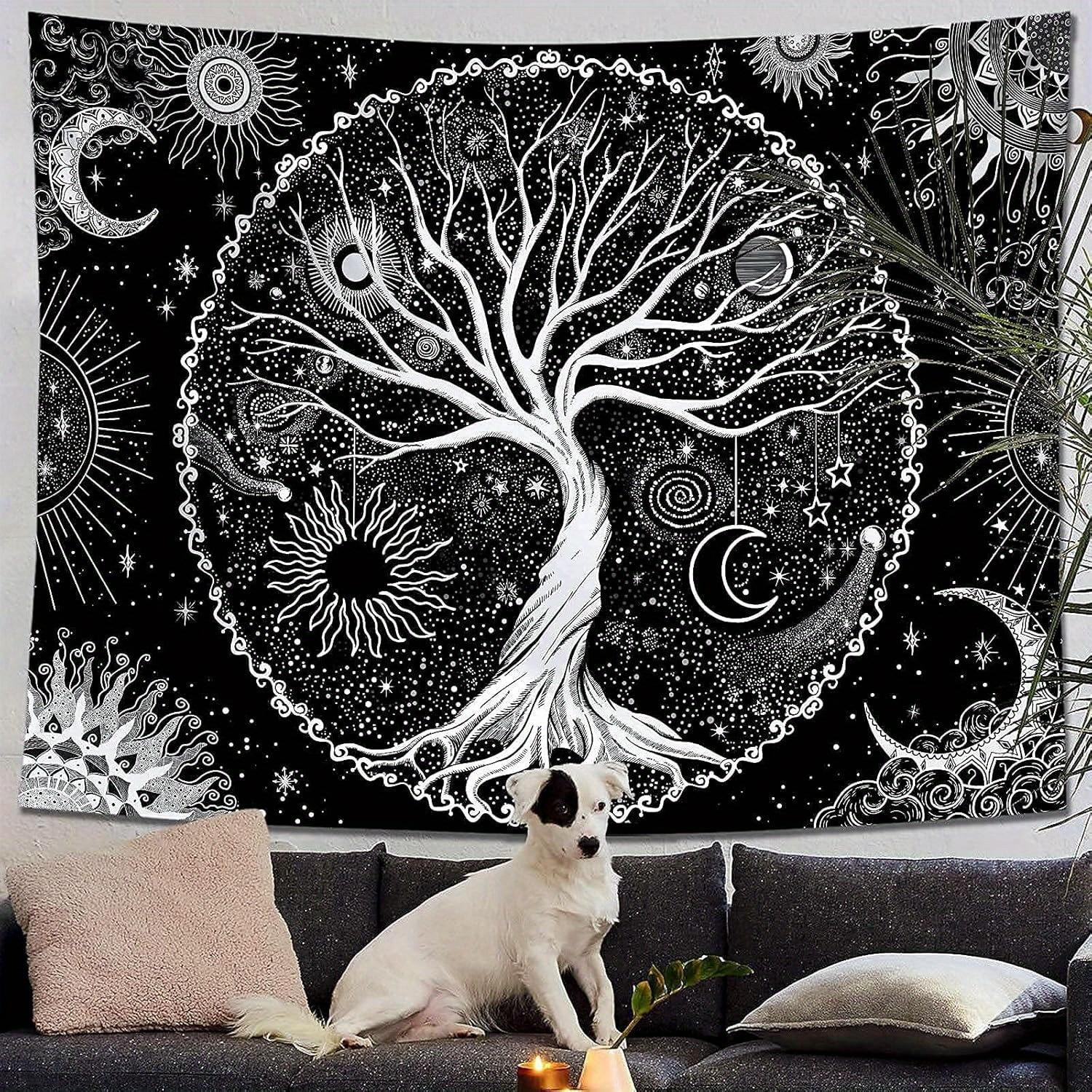 1Pc tree of life tapestry black and white tapestry bedroom spiritual aesthetics tree tapestry aesthetics tapestry aesthetics tapestry wall hanging bedroom black