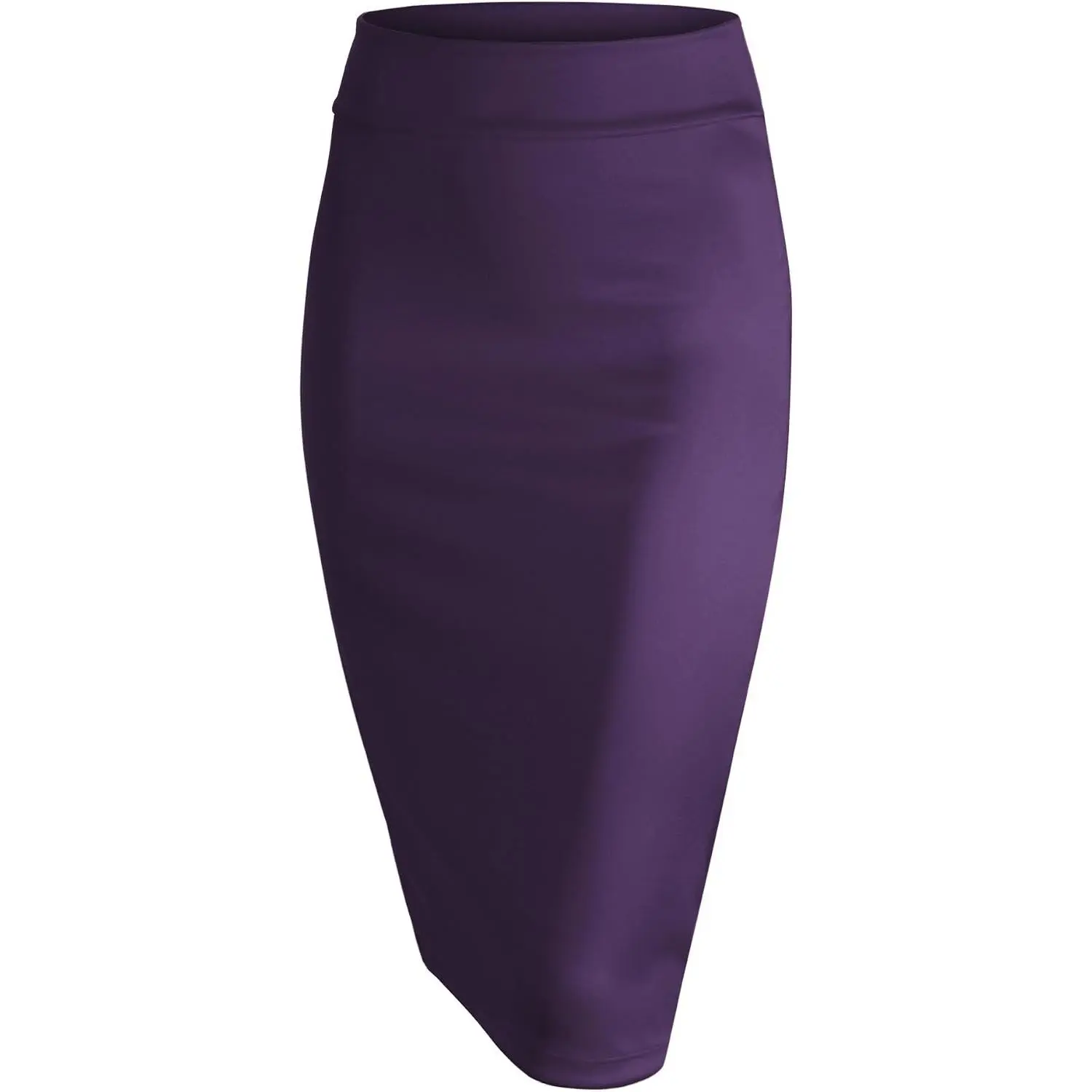 Women's Premium Scuba Stretch High Waist Pencil Skirt Below Knee for Office Wear