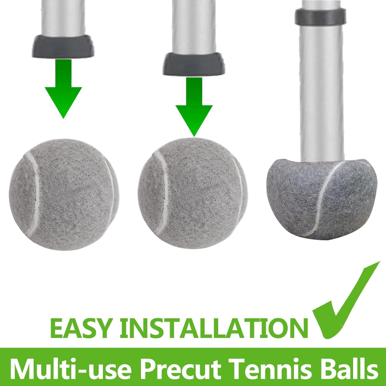 High-Quality Pre-Cut Tennis Balls for Walker Aids (4-Pack), Easy Installation, Elderly Walker Accessories, Protects Furniture Legs and Floors