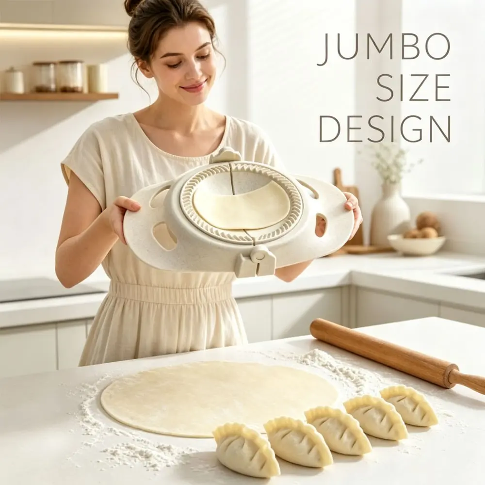 1pc 2-In-1 Dumpling Maker Mold Design, Back Side for Cutting Round Dumpling Wrappers, Household Dough Press Making Tool for Kitchen