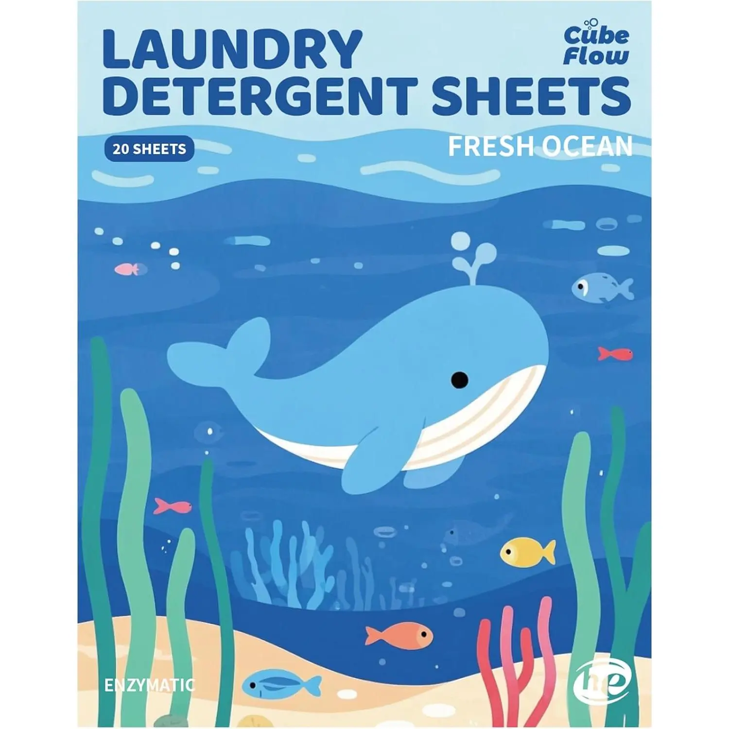 Laundry Detergent Sheets, Fresh Ocean Scent - 40 Loads | Plastic-Free, Eco Friendly Sheets | Pre-Measured, Liquidless for Deep Clean | Hypoallergenic, Travel Laundry Soap Strips