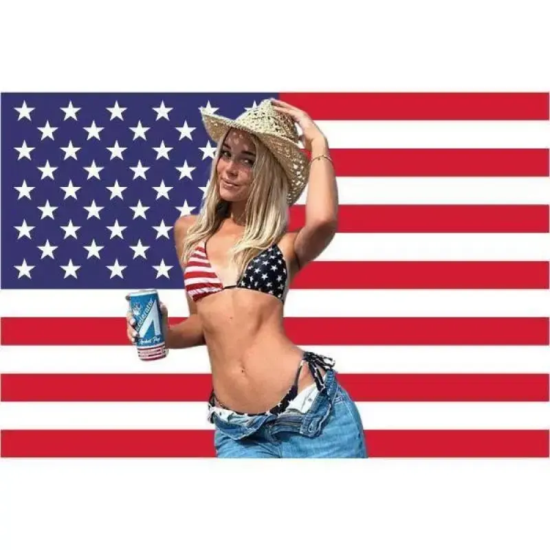 Patriot Cow Girl Livvy Dunne Tapestry - High-Quality 3x5Ft American Flag Themed Home Decor, Hanging Bedroom Decoration Gift for Girls (Indoor/Outdoor Wall Banner),sohochic