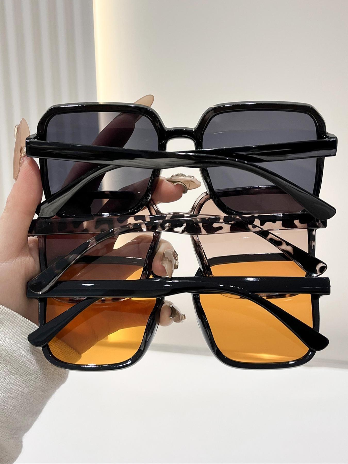 Elegant Square Leopard Pattern Trendy Casual Sunglasses for Women, 3 Pairs Classic Style, Perfect for Vacation, Driving, Shopping, and More