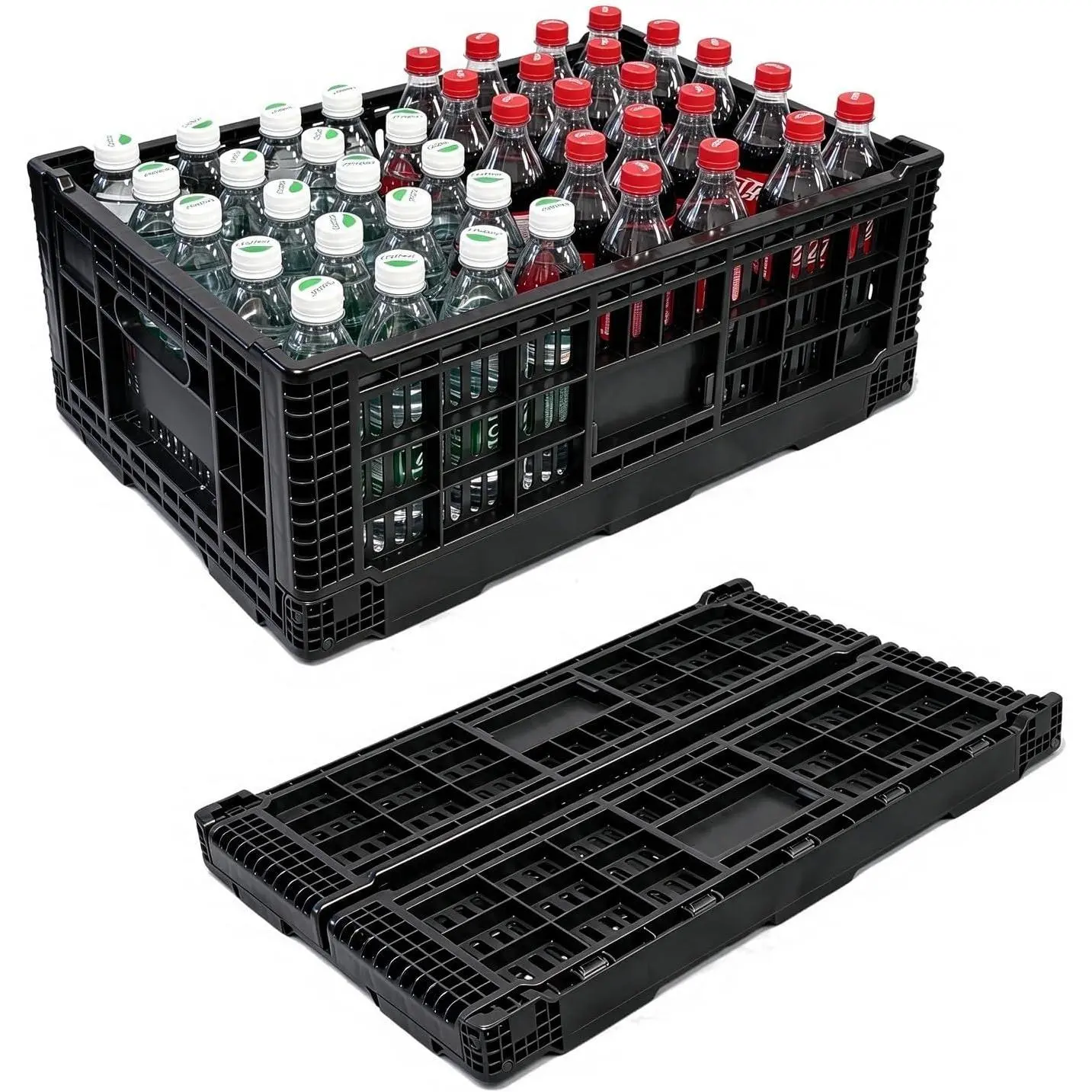52L Milk Crate, Plastic Storage Crate with Handles
