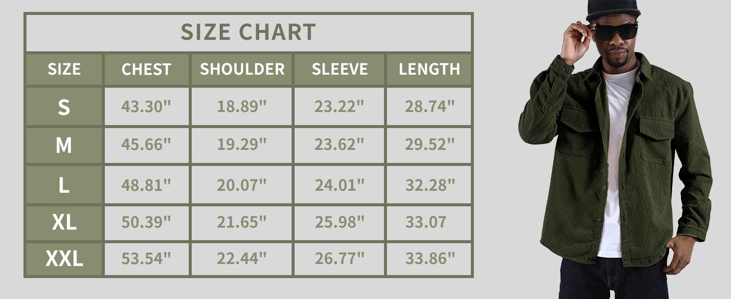 Kingapril Men's Corduroy Shirts Casual Lapel Collar Button Down Corduroy Shacket Jacket Overshirt Menswear