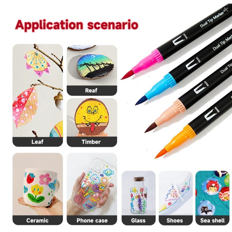 Double-Ended Watercolor Brush Set, Fine Tip Markers for Painting Sketching Calligraphy, Ideal for Adult Artists Drawing Coloring, Painting Tools, Art Supplies