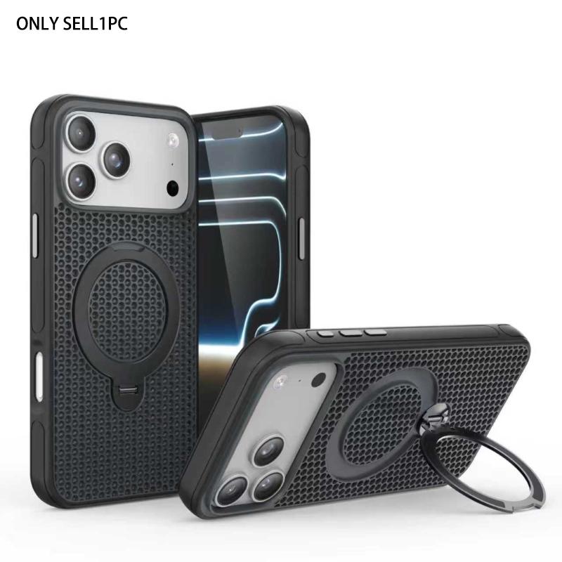High quality breathable ice like honey shaped heat dissipation 360 degree rotating metal bracket magnetic suction shock-absorbing phone suitable for iPhone 17 16 15 14 13 12 11 Pro Max Plus Air independent metal buttons compatible with MagSafe wireless ch
