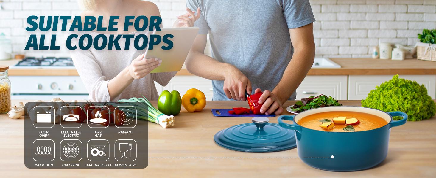 Enameled Cast Iron Dutch Oven with Proofing Basket, Non-Stick Ovenproof Casserole Pot, Pink Dutch Oven for Braising, Stews, Roasting & Bread Baking 5Litres-26cm