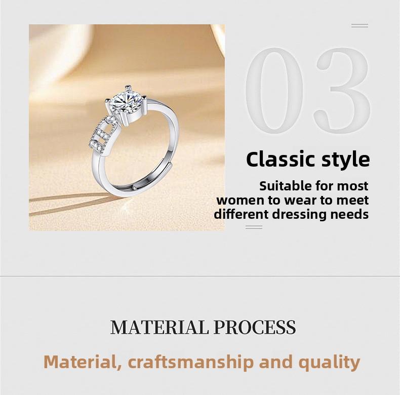 New cross-border Wish hot-selling 26-letter ring with zircon inlay, adjustable open ring for women, versatile accessory