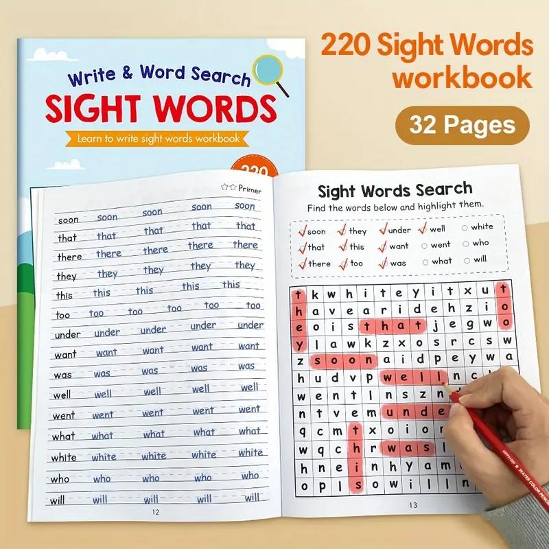 Visual Word Practice Book with Answer Key, Preschool Alphabet, Handwriting and Visual Word Search Game, Suitable for Ages 3 and Above, Educational Learning Activities, English Children Skills, Visual Learning Tools, Tracing Preschool Books