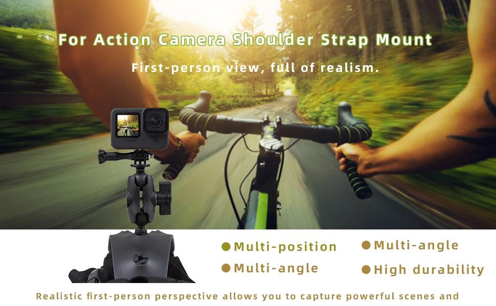 GoPro Adjustable Shoulder Strap Mount, 3-in-1 Chest/Waist Strap for Action Cameras, Compatible with GoPro, DJI, and Akaso; ideal for vlogging, drones, and the gym