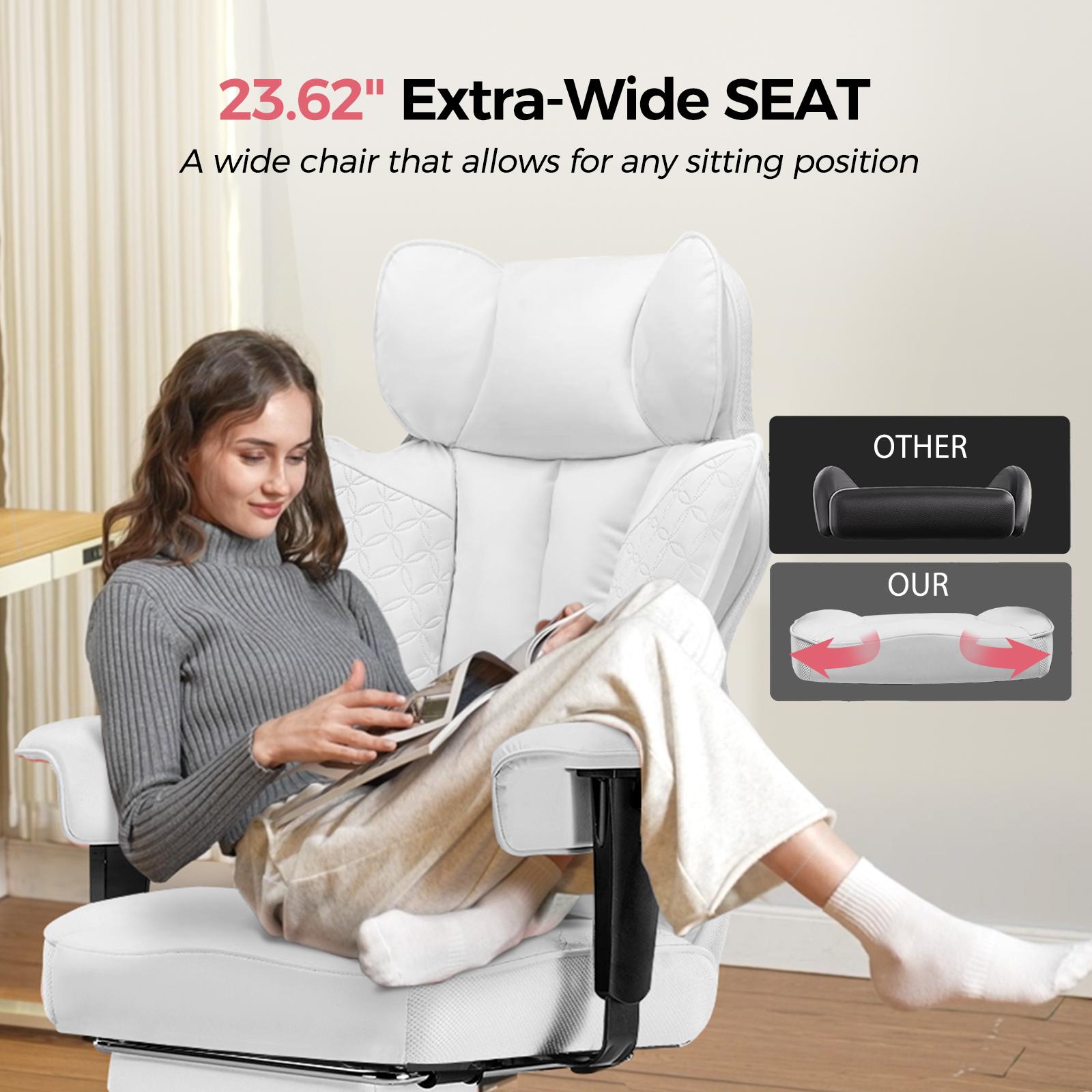 GTPLAYER Ergonomic Big and Tall Office Chair - Ergonomic Chairs for Executives, Wide Seat, Pocket Spring Lumbar Support, Outward Fixed Soft Armrests, Adjustable Footrest, Adjustable Seat Height (New Year Sale)