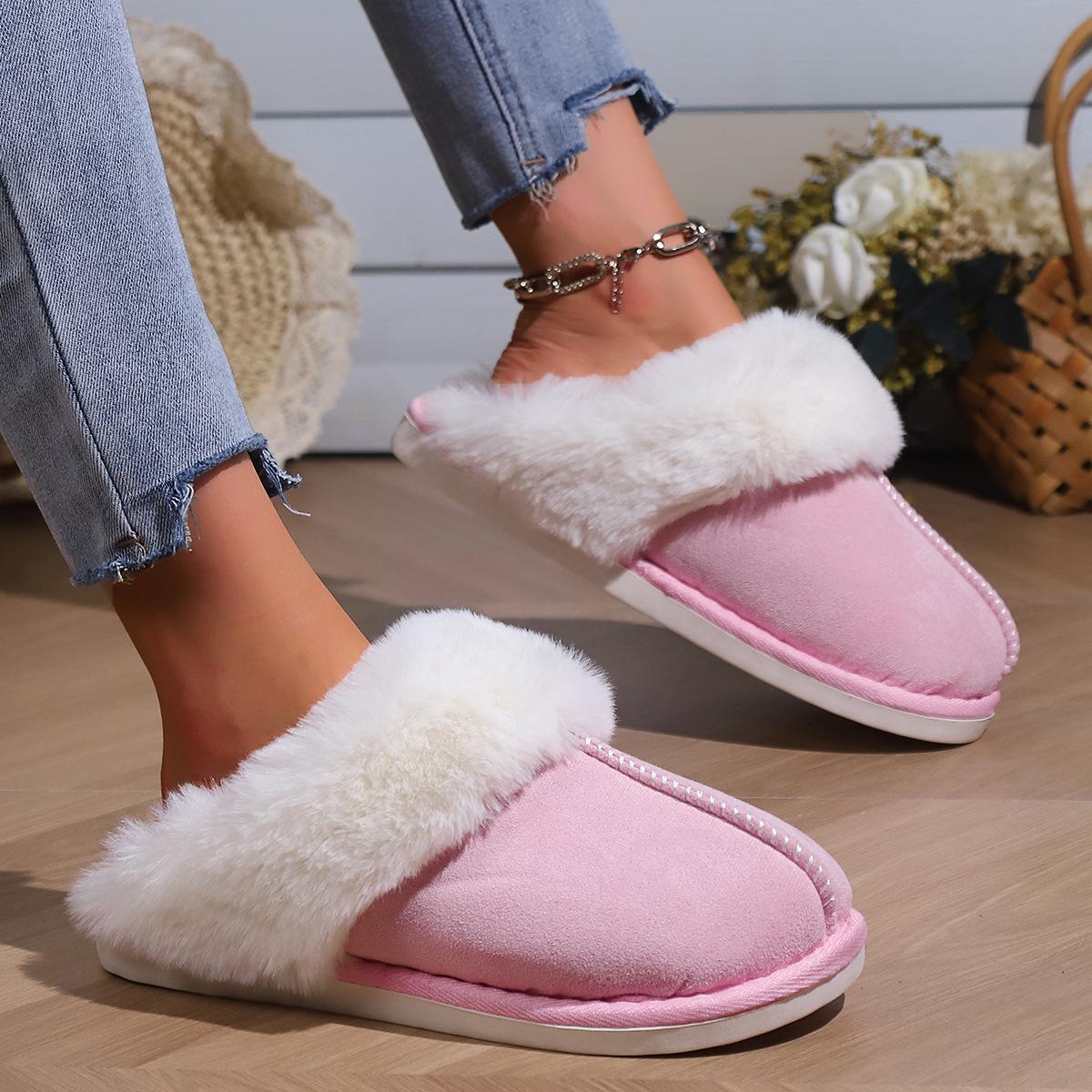 Women's Woolen Foam Fluffy Slippers, Memory Foam Fluffy Moccasin with Soft Plush Fleece Lining Slip-On for Indoor Outdoor Use
