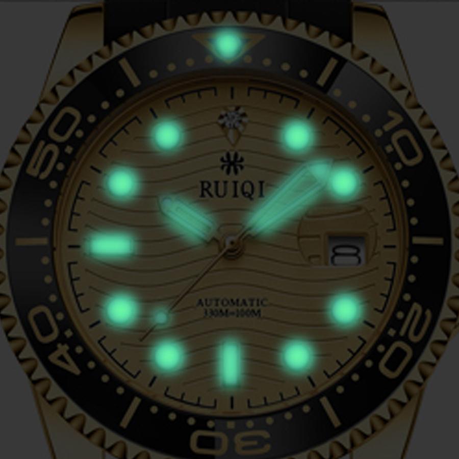 RUIQI Rotatable Dial Luminous Pointer Scale Mechanical Watch Men's Sports and Casual Watches