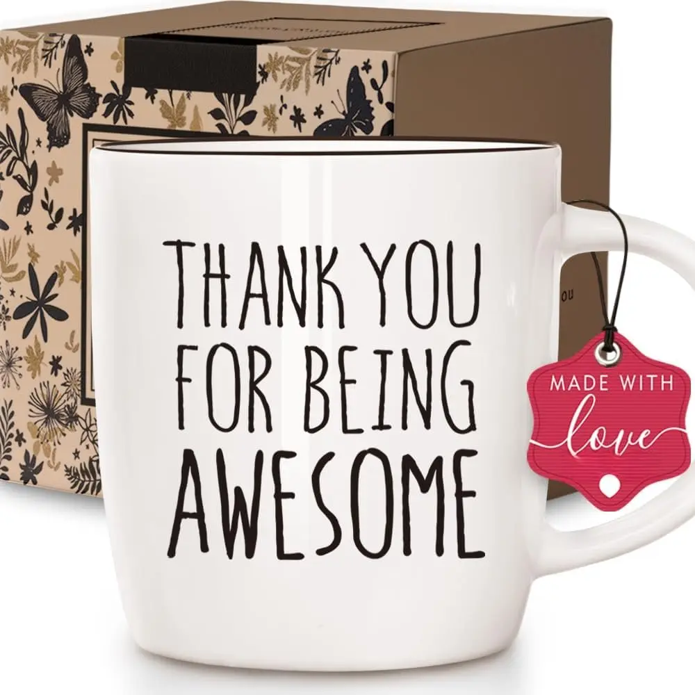 Thank You for Being Awesome Coffee Mug Gifts for Women Men, Funny Thank You Coffee Mugs for Coworkers Employee Appreciation Birthday Christmas Thanksgiving  for Her Him, 13oz