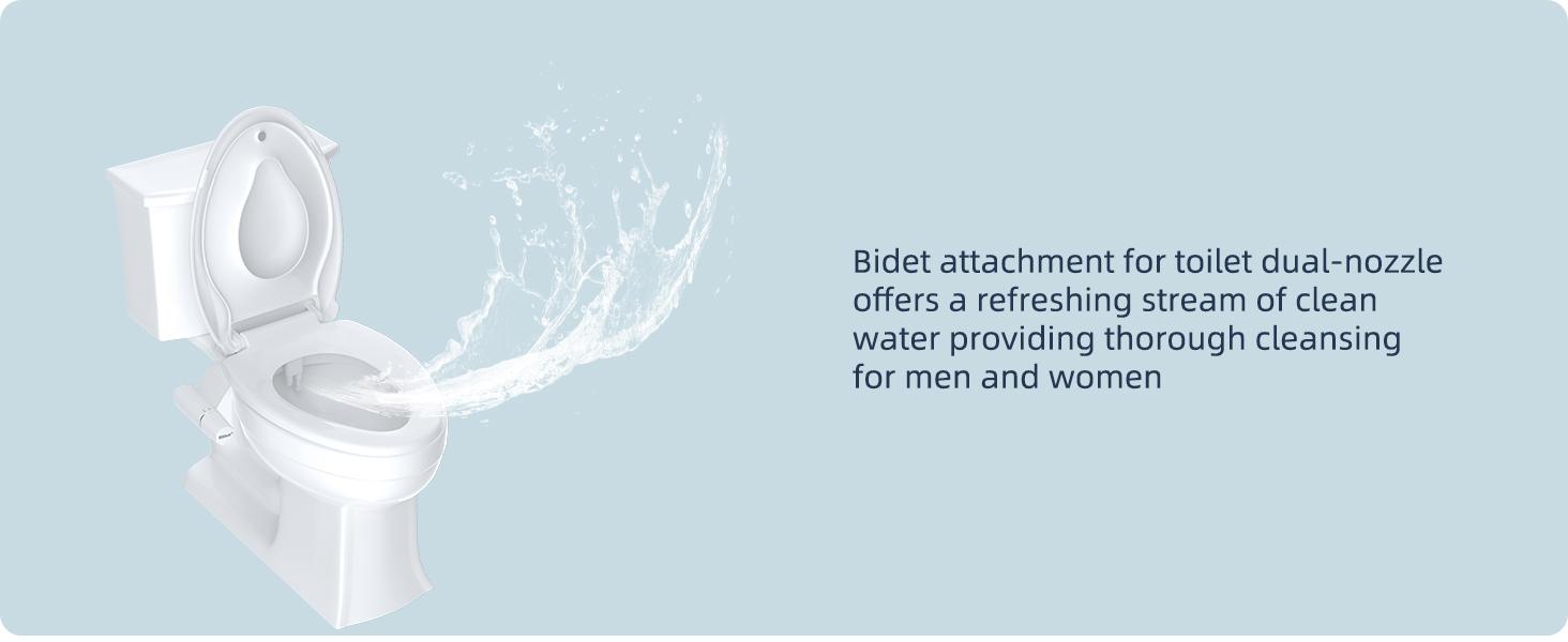 Ultra-Slim Bidet Attachment for Toilet, Non-electric Dual Nozzle (Frontal & Rear Wash) Hygienic Bidet Toilet, Adjustable Water Pressure with Fresh Water Bidet Toilet Attachment, White non-electric dual