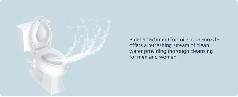 Ultra-Slim Bidet Attachment for Toilet, Non-electric Dual Nozzle (Frontal & Rear Wash) Hygienic Bidet Toilet, Adjustable Water Pressure with Fresh Water Bidet Toilet Attachment, White non-electric dual