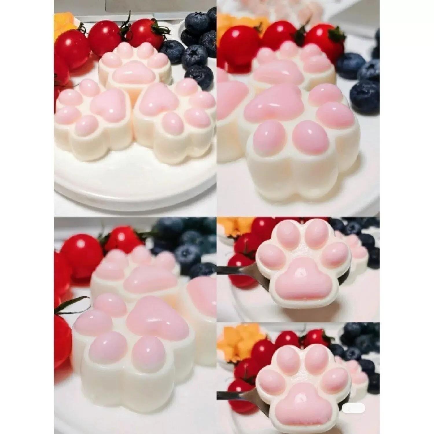 12-Compartment DIY Silicone Cat Paw Mold, Food Grade Baking Mold, Easy Clean, Semi-3D Cute Cat Paw Cake Mold, Soap & Gypsum Mold
