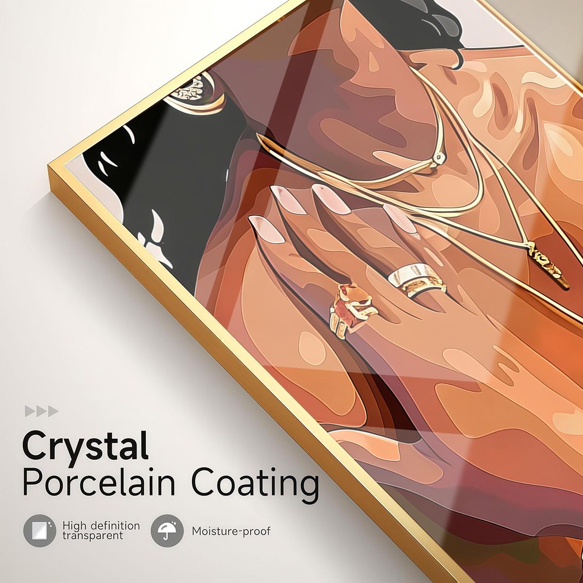 3 Counts Aluminum Alloy Framed Painting, Fashion Woman With Gold Jewelry And Perfume Art Pictures, Home Decoration For Living Room, Bedroom, Office, Restaurant, Hallway Wall Decor, Odorless Print Artwork, Luxury Perfect Gift For Friends And Family