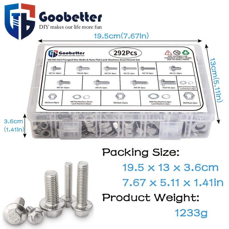 549pcs Metric Fange HexBolts, Nuts &Washers Assortment Kit,M6 M8 M10 Sizes, Class 8.8 AlloySteel, ZincPlated, for DlY, HlectronicsHousehold Appliances &CommunicationEquipment