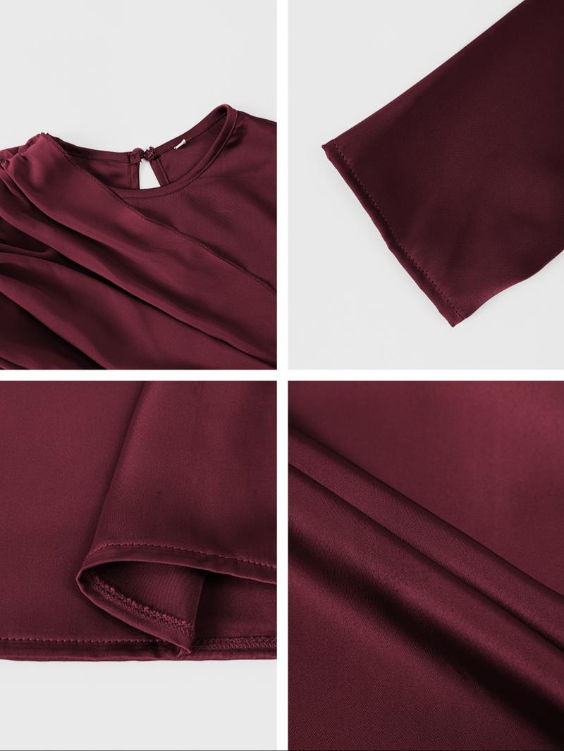 Pure Color Elegant Fashion One-Shoulder Cape Long Sleeve Dress, Fitted Style, Plain Pattern, Long Dress Length, Women's Clothing