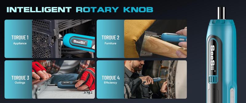 Seesii Electric Screwdriver, 37 Metal Bits, Max 6 N.m, 4 Torque Settings, 2000mAh Battery, LED Light Power Screwdriver Kit for Furniture/Computer/Electrical Repairs Bedroom Must-haves Tools #TikTokShopBacktoSchool SD100 Seesii Electric Screwdriver, 37 Metal Bits, Max 6 N.m, 4 Torque Settings, 2000mAh Battery, LED Light Power Screwdriver Kit for Furniture/Computer/Electrical Repairs Bedroom Must-haves Tools #TikTokShopBacktoSchool SD100