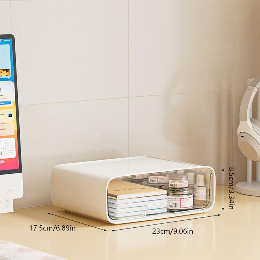 Multifunctional Desktop Storage Box, Desk Tidy, Pull-Out Cosmetic Organizer, Desk Stationery Holder, Office Supplies Container, Space-Saving Design