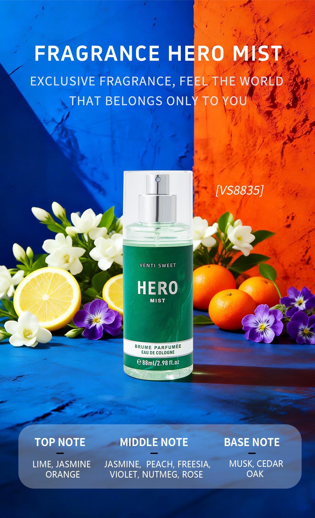 1pc 88ml Women's Men's Perfume | Hero, Ocean, Amber  Long-lasting Eau de Parfum | Blending fresh, woody and musky elements | Affordable luxury body spray, suitable for daily wear, date nights and as a gift | Fashionable aromatherapy spray, the