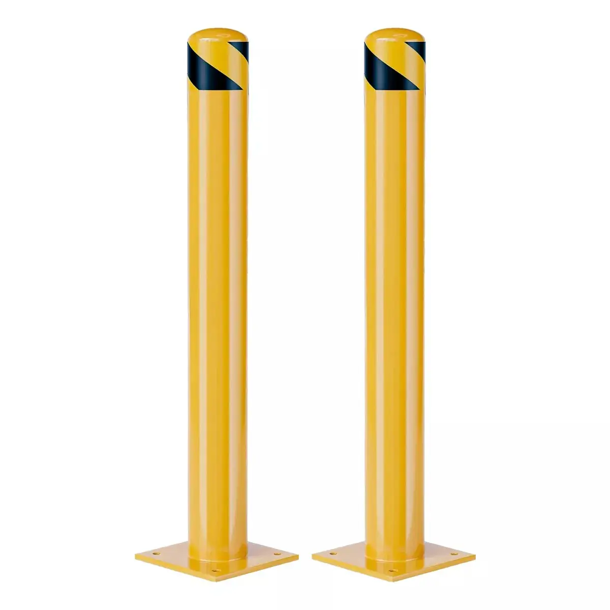 Heavy Duty Carbon Steel Safety Bollards – 4.5-Inch Diameter Yellow Reflective Posts, 36" or 42" Height, 2/4/6 Pack Options