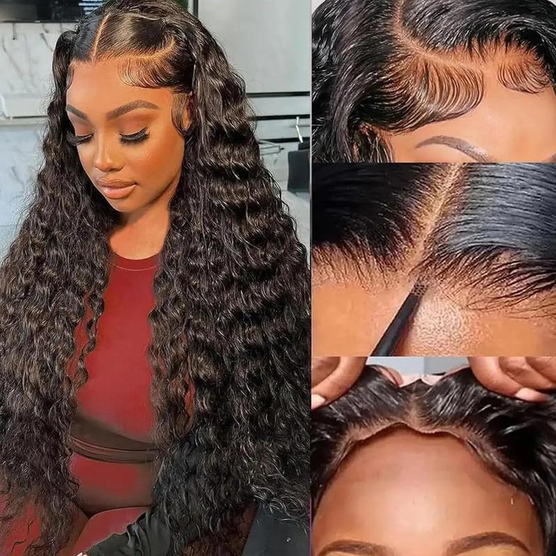 Bling Hair 6x4 7x5 Glueless Deep Wave Lace Wig Brazilian Human Hair Wigs Ready to Wear Transparent 13x6 Pre Cut Lace Frontal Wigs 180 Density Deep Curly Wig TikTokShopBlackFriday