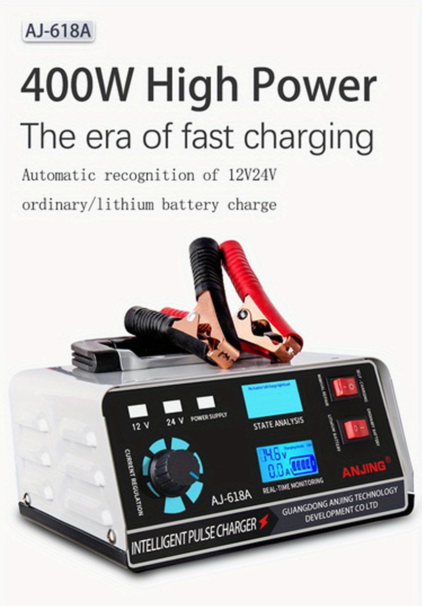 12V 30A/24V 17A Smart Car Battery Charger 400W Lithium Battery Charger & Maintainer, Auto Battery Charger Maintainer With Dual digital LED display Lead Acid AGM Battery Charger for Car, Truck, Motorcycle, SUVs, Motorcycle Emergency Kits