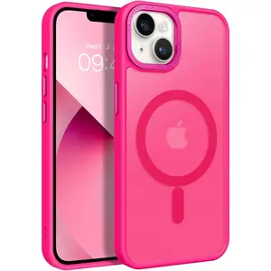 BENTOBEN Magnetic for iPhone 13 Case & iPhone 14 Case [Compatible with Magsafe] Translucent Matte Phone Case iPhone 13/14 Slim Thin Shockproof Women Men Protective Cover Cases, Hot Pink