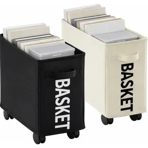 Desk Rolling Basket with Wheels; Foldable-Saving Organizer for Books, Files & Office Supplies, 21l Lightweight Desk for Home, Dorm & Office