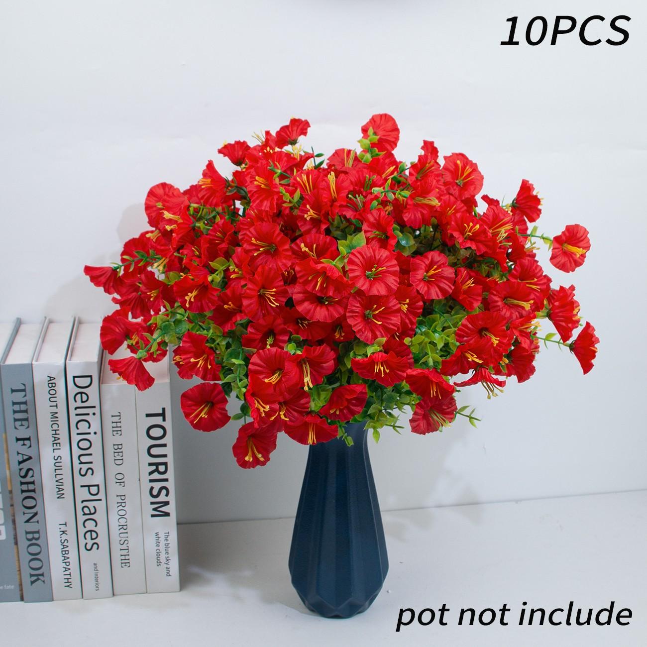 Artificial Potted Plant, 10pcs Faux Flower with UV Protective Function, Decorative Flower for Outdoor Home Flowerpot Porch Terrace Decoration #GLOBAL PICKS