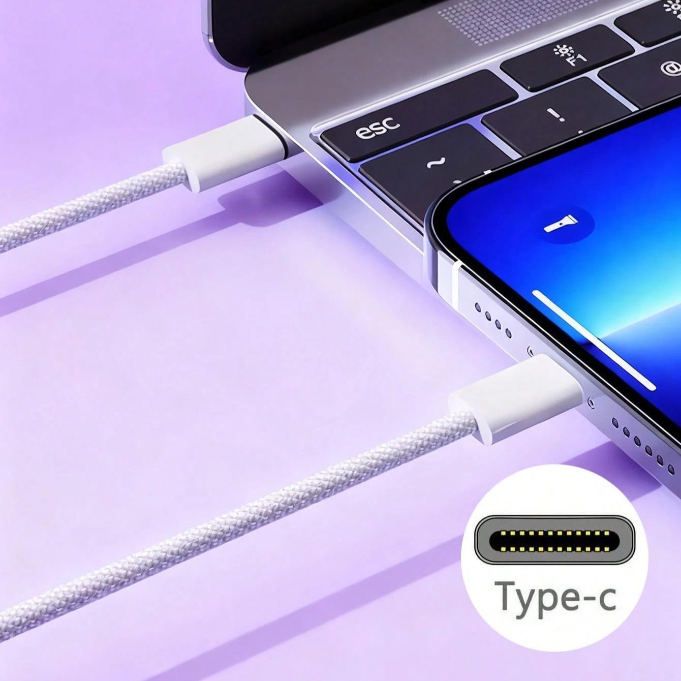 iPhone 17/16/15 Compatible USB-C Fast Charging Cable, 3.3ft Nylon Braided Data Line, Indoor/outdoor/travel Car Charger, Supports 60w~18w