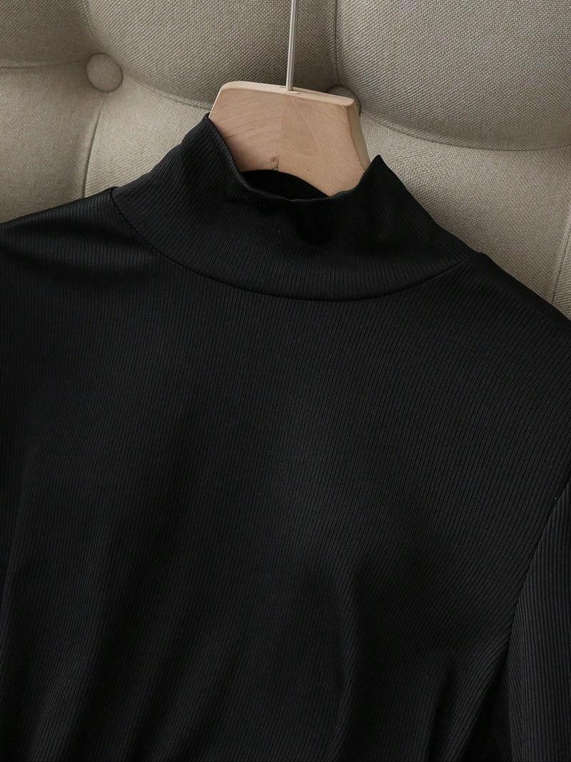 Women's Elegant Knit Commuter Set, Top and Skirt, Fall Winter Fashion, Two-Piece, Office Wear