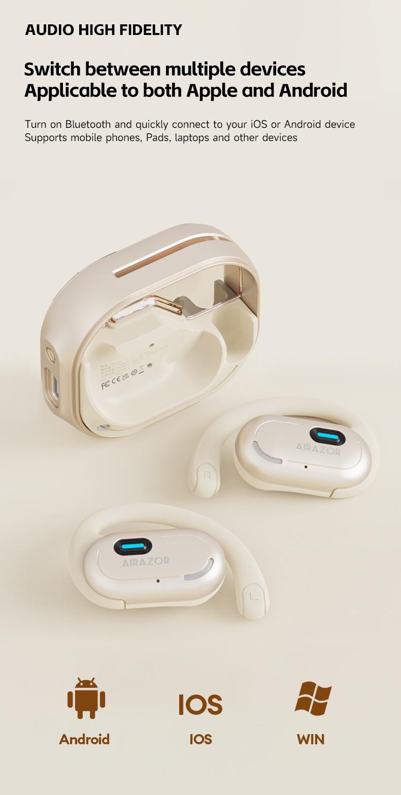 Transformers TF-T15 Wireless Bluetooth 5.4 Headsets High-resolution Surround Sound Earbuds, Invisible & Comfortable Open Ear Headset with Earhooks