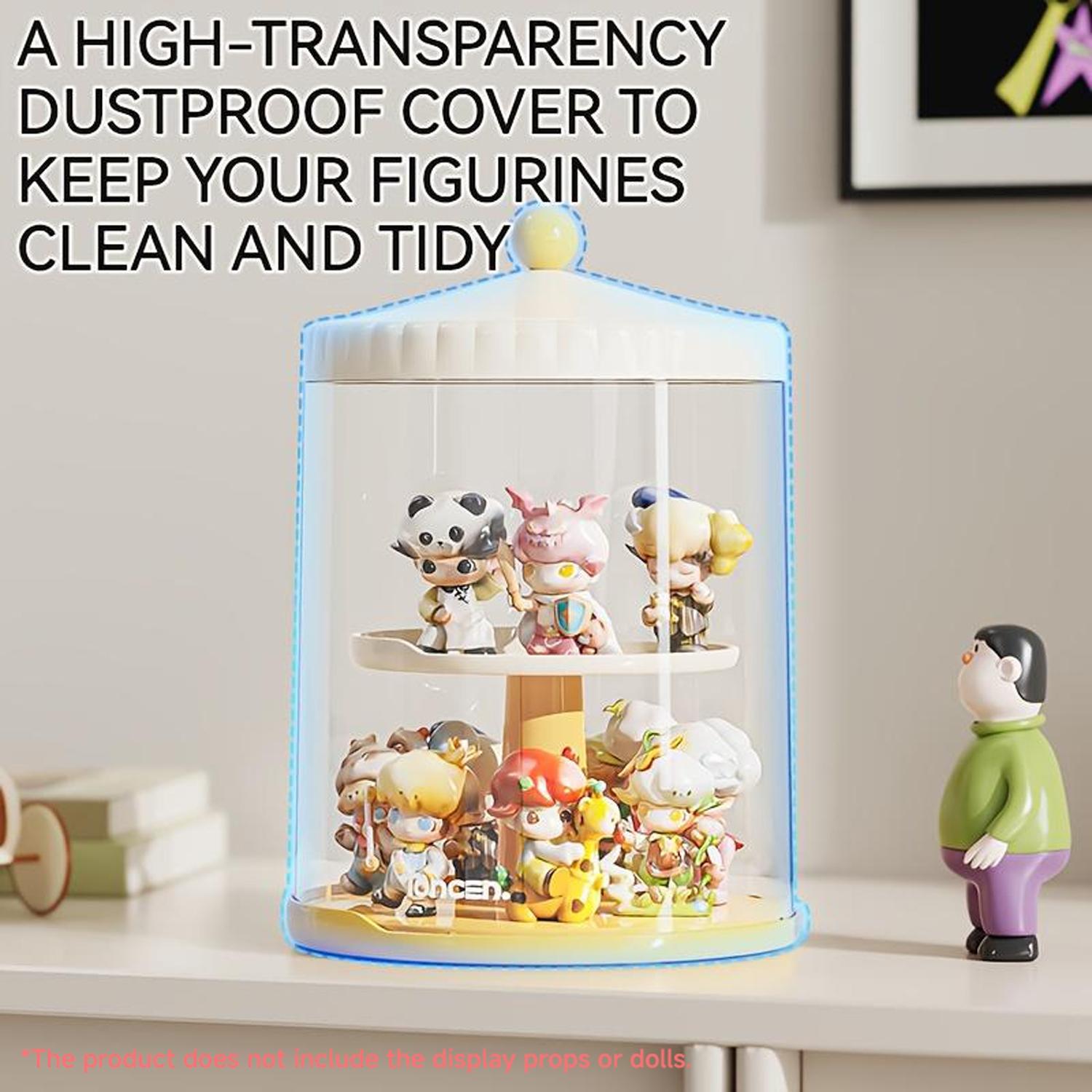 Handheld Doll Display Case, 360-Degree Rotating Base, Stackable Collectible Figurines Storage Box, Watch Jewelry Showcase, Collectible Organizer