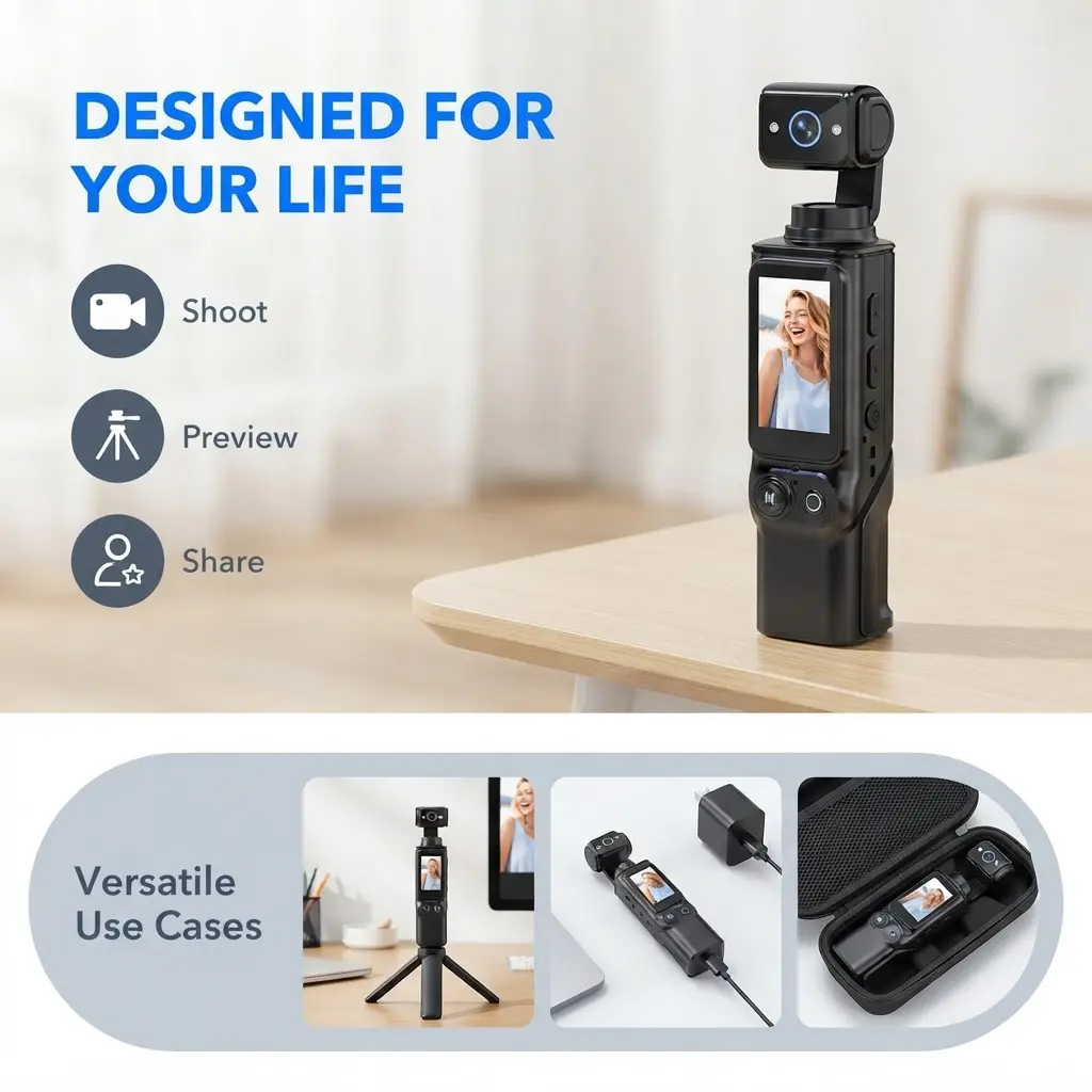 Handheld Action Vlogging Camera D11, Compact Portable Video Recorder Ideal for Travel, Outdoor Adventures & Social Media Content Creation